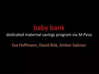 baby bank dedicated maternal savings program via M-Pesa