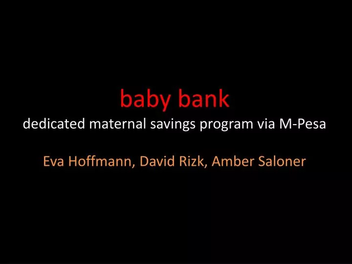 baby bank dedicated maternal savings program via m pesa