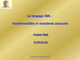 le langage xml fonctionnalit s et standards associ s