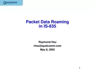Packet Data Roaming in IS-835