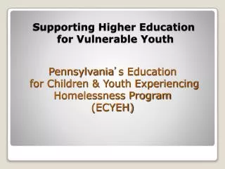 Supporting Higher Education for Vulnerable Youth