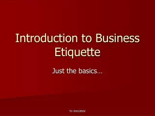 Introduction to Business Etiquette