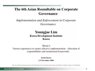 The 6th Asian Roundtable on Corporate Governance