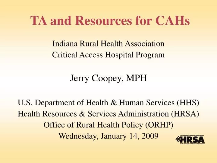 ta and resources for cahs