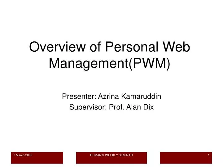 overview of personal web management pwm