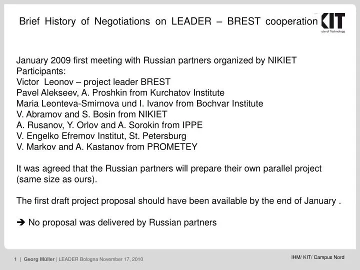 brief history of negotiations on leader brest cooperation