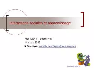 interactions sociales et apprentissage