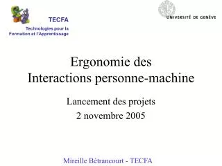 ergonomie des interactions personne machine