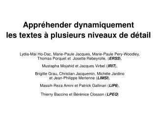 appr hender dynamiquement les textes plusieurs niveaux de d tail
