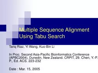 Multiple Sequence Alignment Using Tabu Search