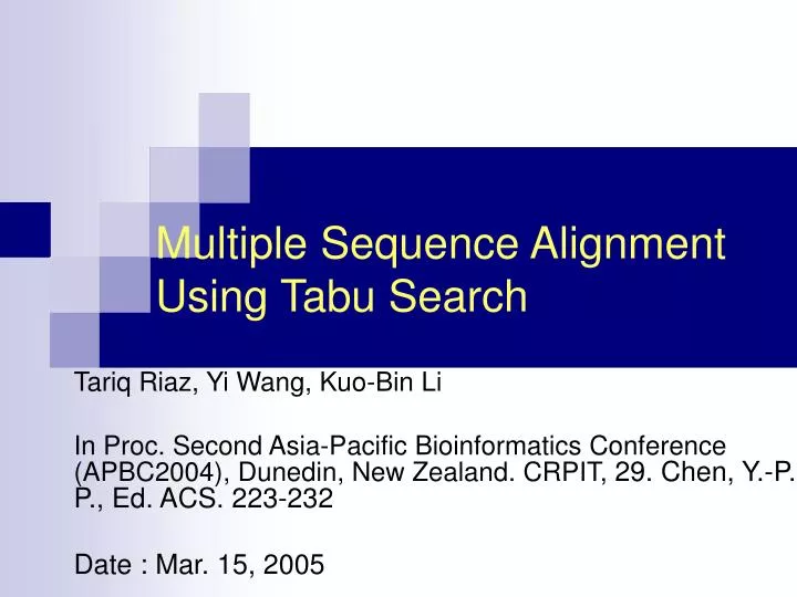 multiple sequence alignment using tabu search