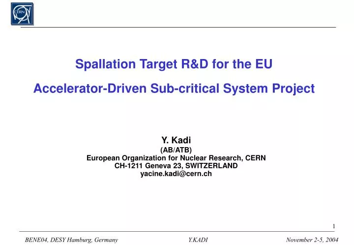 spallation target r d for the eu accelerator driven sub critical system project