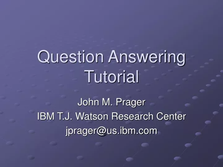 question answering tutorial