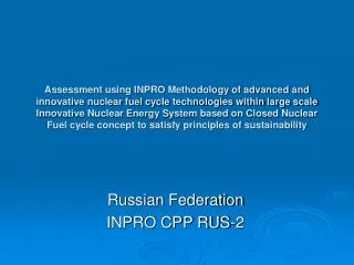 Russian Federation INPRO CPP RUS-2