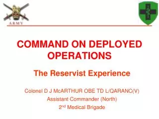 COMMAND ON DEPLOYED OPERATIONS