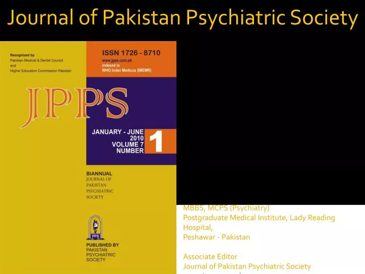 journal of pakistan psychiatric society