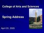 College of Arts and Sciences Spring Address