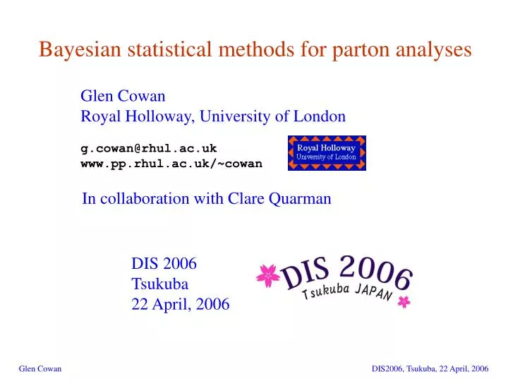 bayesian statistical methods for parton analyses