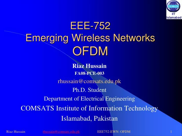 eee 752 emerging wireless networks ofdm
