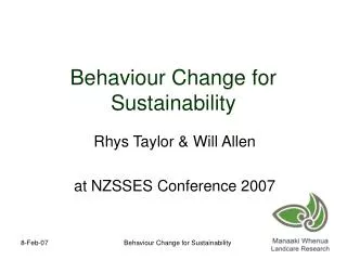 Behaviour Change for Sustainability