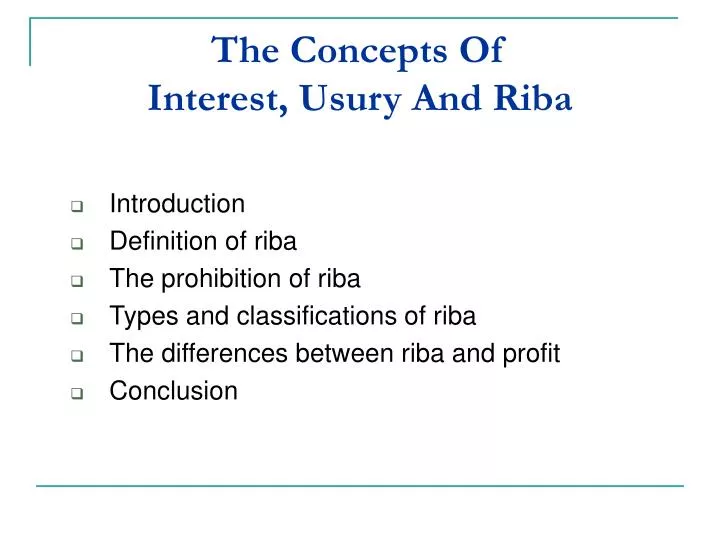 the concepts of interest usury and riba