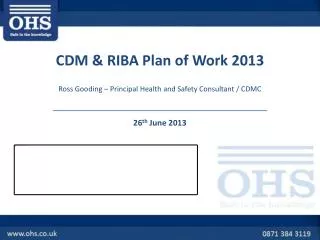 CDM &amp; RIBA Plan of Work 2013