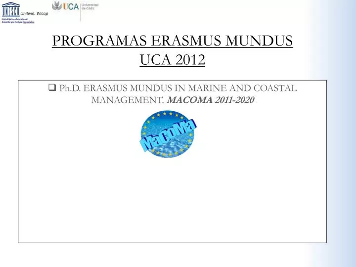 programas erasmus mundus uca 2012