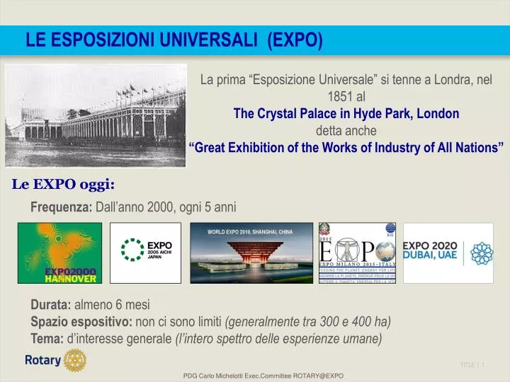 le esposizioni universali expo