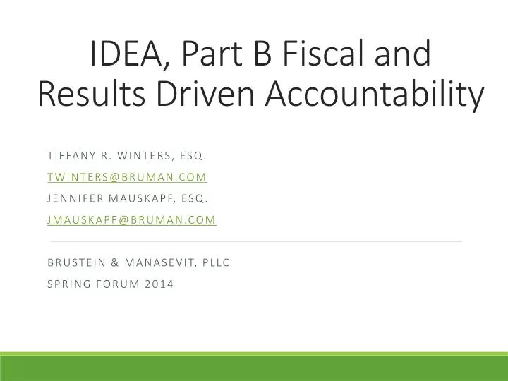 idea part b fiscal and results driven accountability