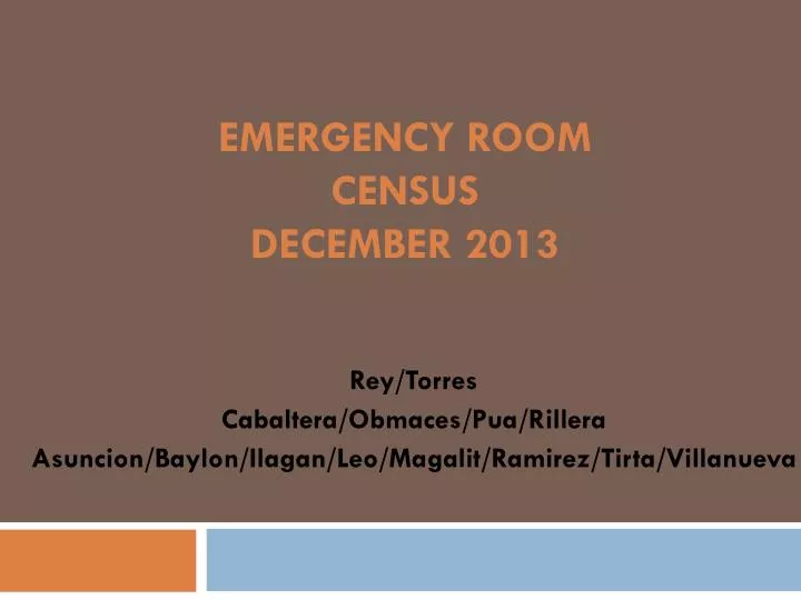 emergency room census december 2013