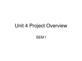 Unit 4 Project Overview