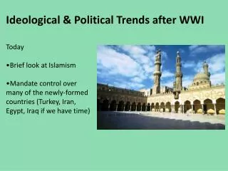 Ideological &amp; Political Trends after WWI
