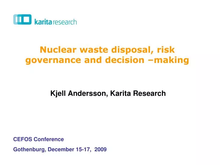 nuclear waste disposal risk governance and decision making