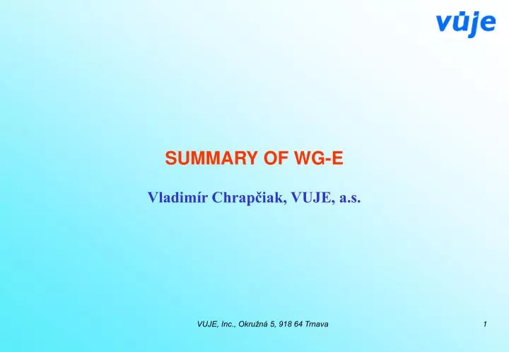 summary of wg e vladim r chrap iak vuje a s