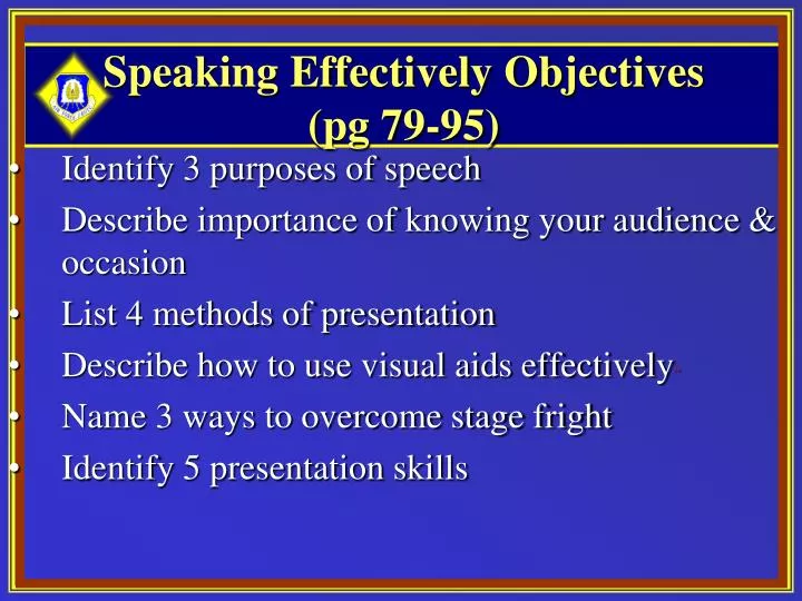 speaking effectively objectives pg 79 95