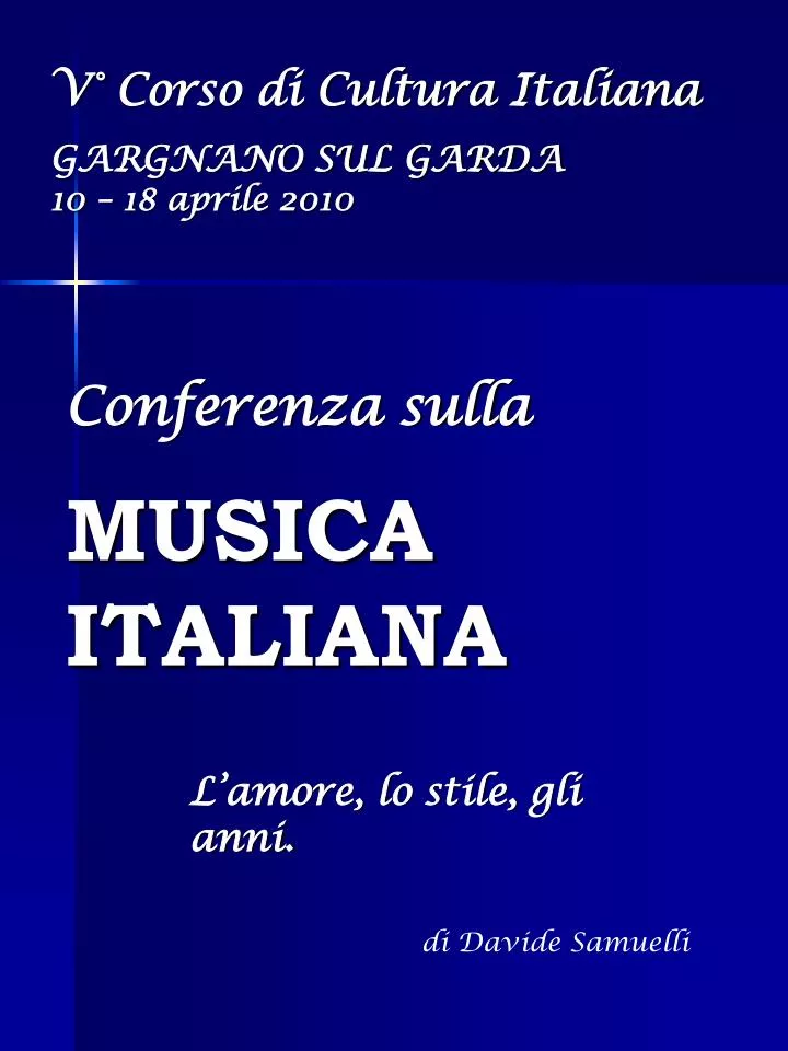 conferenza sulla musica italiana