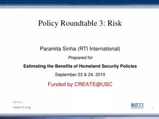 Policy Roundtable 3: Risk
