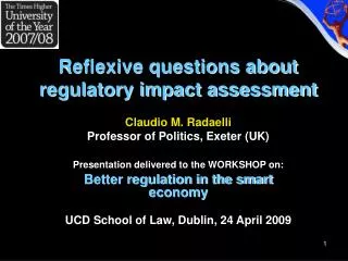 Reflexive questions about regulatory impact assessment