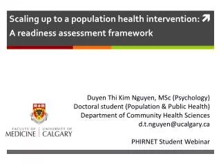Scaling up to a population health intervention: A readiness assessment framework