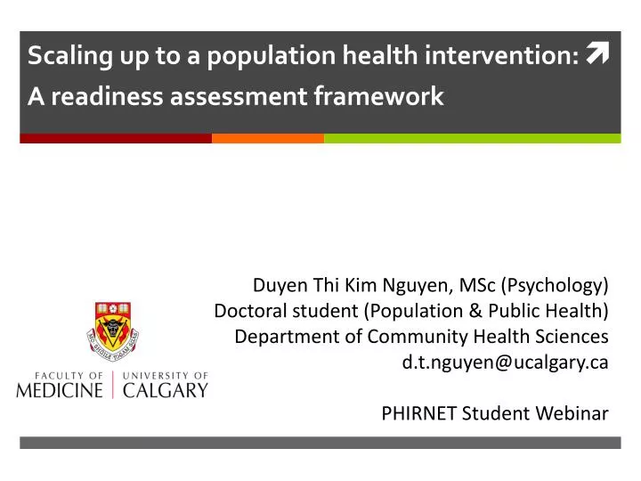 scaling up to a population health intervention a readiness assessment framework