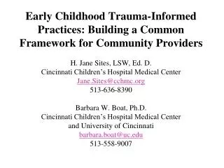 Trauma informed practices for children : Seeing t he world through the eyes of the child