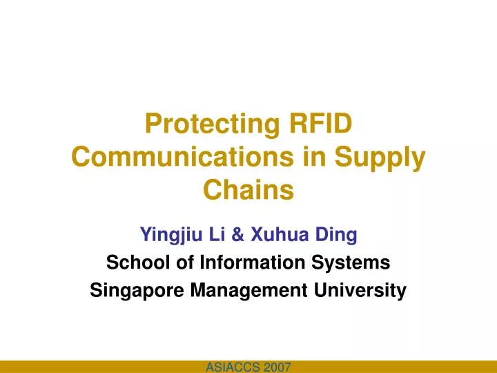 protecting rfid communications in supply chains