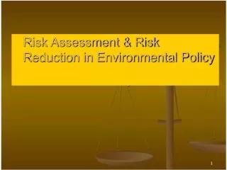 Risk Assessment &amp; Risk Reduction in Environmental Policy