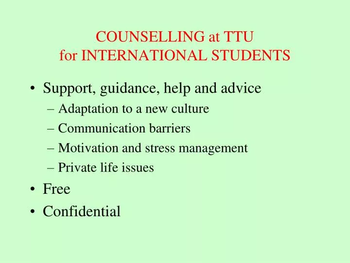 counselling at ttu for international students