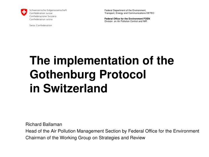 the implementation of the gothenburg protocol in switzerland