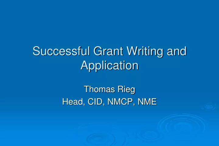 successful grant writing and application
