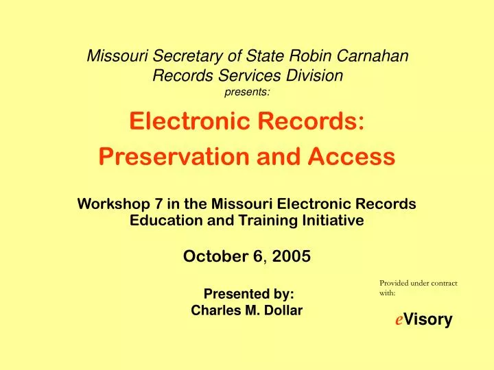 missouri secretary of state robin carnahan records services division presents