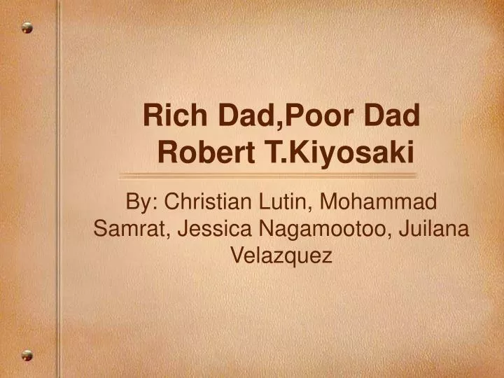 rich dad poor dad robert t kiyosaki