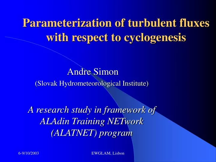 parameterization of turbulent fluxes with respect to cyclogenesis
