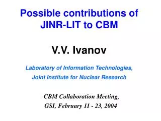 Possible contributions of JINR-LIT to CBM